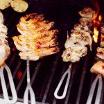 Australia's favourite dishes - skewered meat and prawns on a bbq