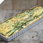 British asparagus cheddar tart in tray