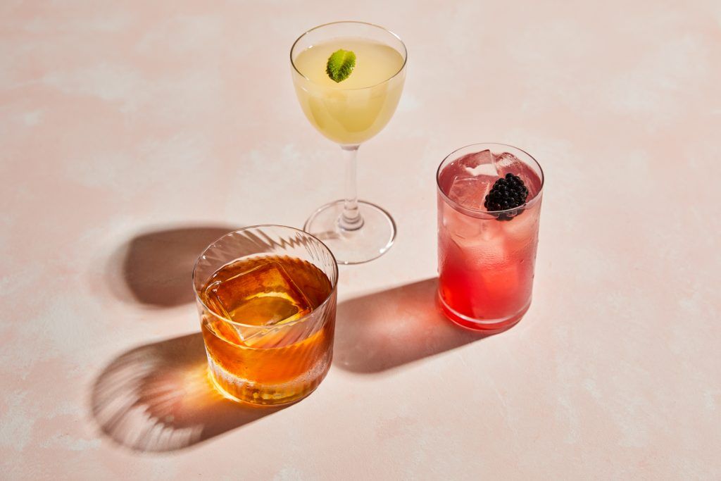 Christmas cocktail recipes - three cocktails on a table