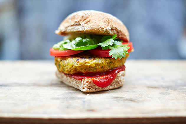 vegan diet vegan burger recipe with tomato sauce and lettuce