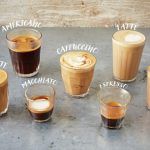 different types of Coffee lined up