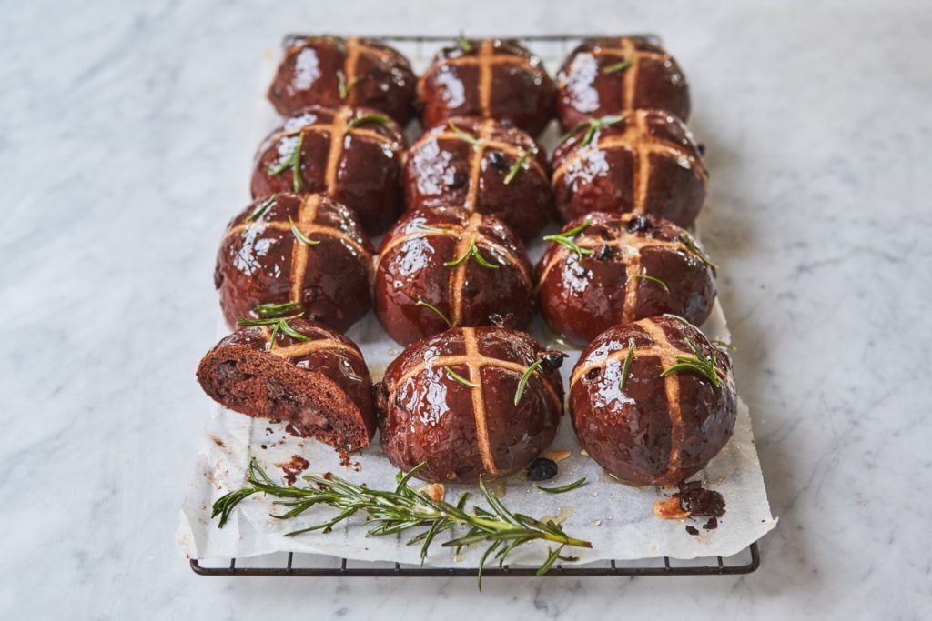 April seasonal product - Chocolate hot cross buns
