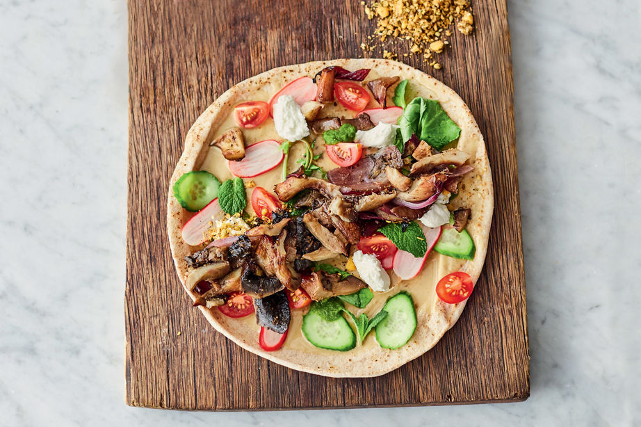 One of our popular mushroom recipes: shawarma wrap with fresh vegetables