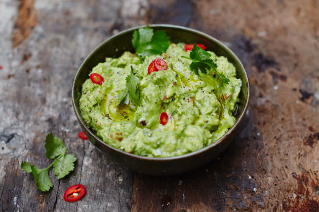 A bowl of guacamole, a great snack for kids