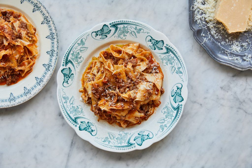 Pappardelle recipes - wild boar ragu piled on a plate