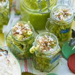 Back to school pesto pasta in jars with labels