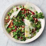 Jamie's broad bean recipes - broad bean salad on a white plate