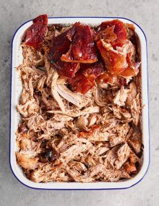 Tray of succulent pulled pork