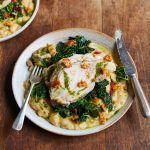 Best chard recipes - roast pork, creamy beans and chard on a plate