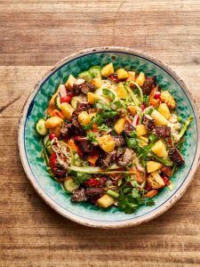 Gnarly pork and pineapple noodles made in an air-fryer