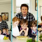 Jamie cooking with kids and family