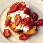 strawberries and cream on toast with honey