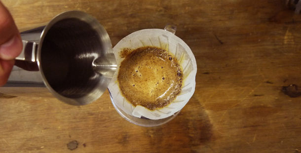 filter coffee being poured into cup