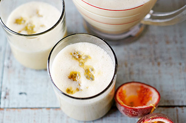 almond, banana and passionfruit smoothie