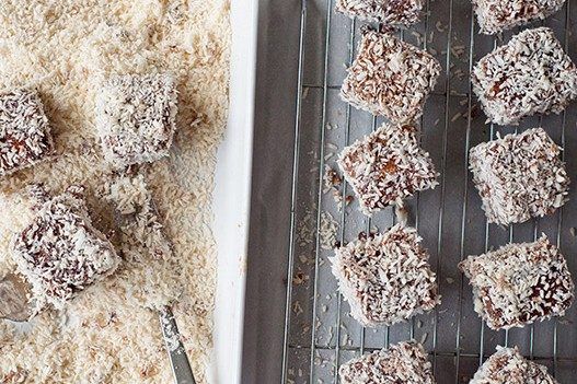 homemade lamingtons recipe covered in coconut