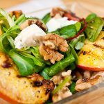 bbq veg with feta and spinach and walnuts