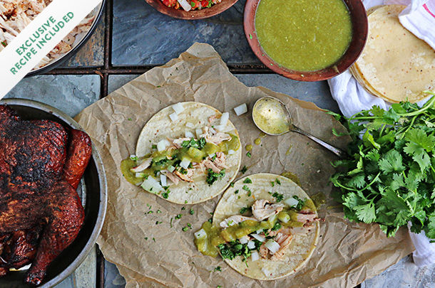 chicken tacos with salsa on wraps