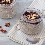 chia seed pudding with star anise, cherries and almond
