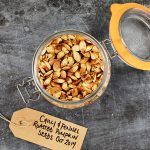 chilli and fennel roast pumpkin seeds in a mason jar with a label