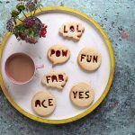 fun jammie dodger biscuits with words cut into them