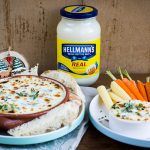 hellmans dips and nibbles - a hellmans sauce with bread and veg to dip into