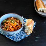 chickpea and veg cider stew with bread