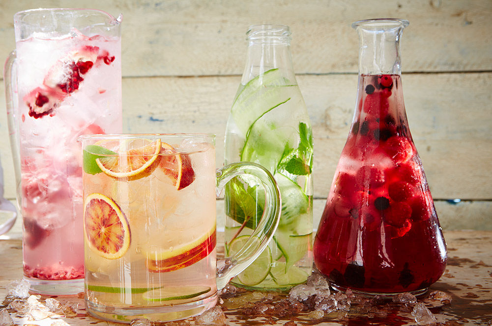 fruit infused water with ice