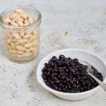 beans and pulses in jar and bowl