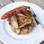 savoury pancake with plantain, sweetcorn and bacon
