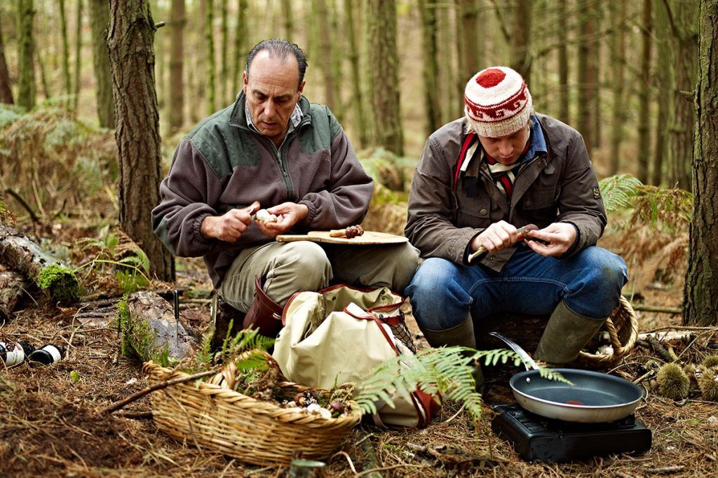 mushroom foraging with Gennaro and Jamie in the woods