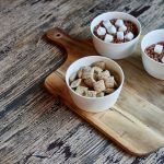 brown and white sugar cubes