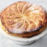 puff pastry pie with icing sugar on top