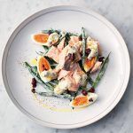 What to have for dinner - salmon nicoise with eggs and asparagus