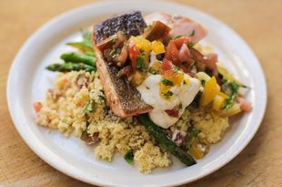 Pan-Fried Salmon with Tomato Couscous 