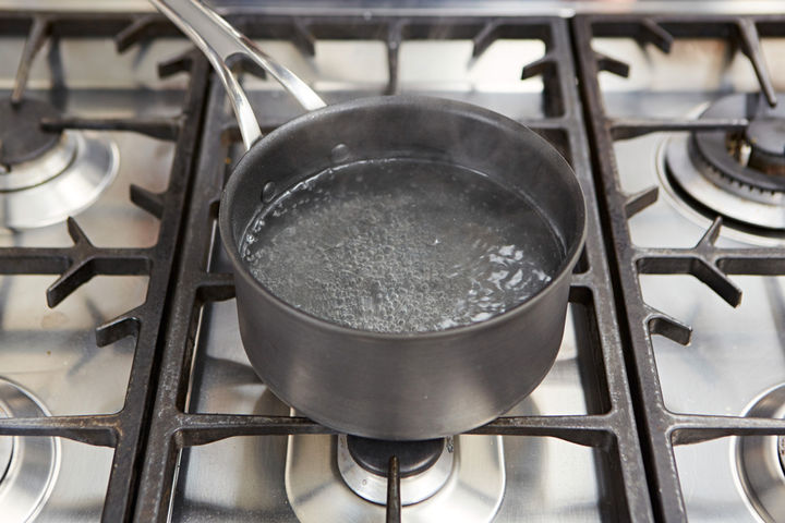 Image of a pan of boiling water to boil eggs