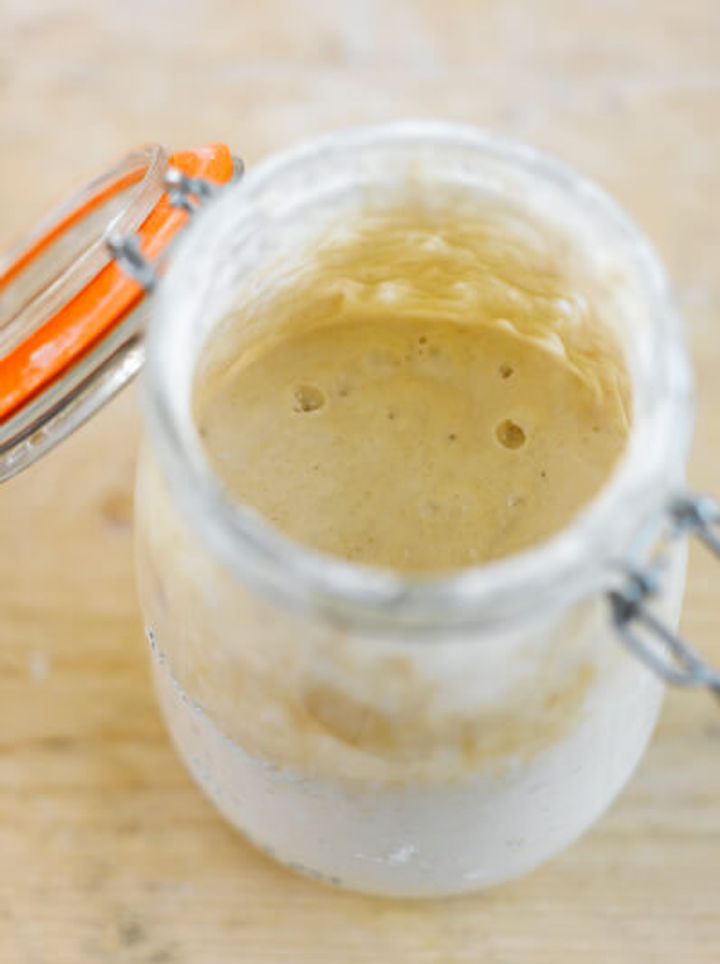 Image of jar of starter for making sourdough
