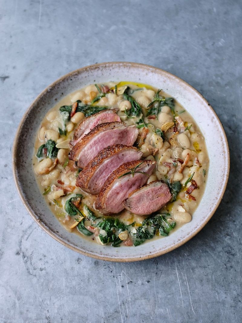 Pan-fried duck breast with creamy white beans | Jamie Oliver recipes