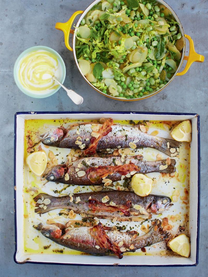 Baked whole trout