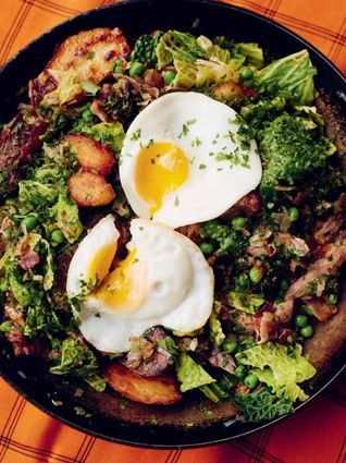 Duck, pea and cabbage hash