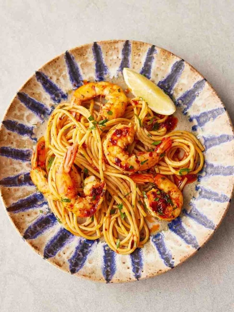 Tunisian shrimp spaghetti