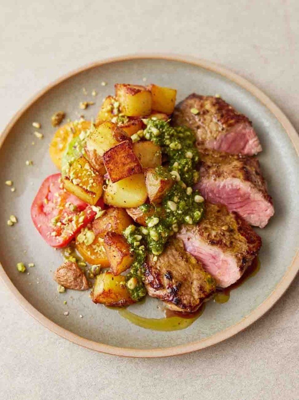 Herby steak crispy potatoes