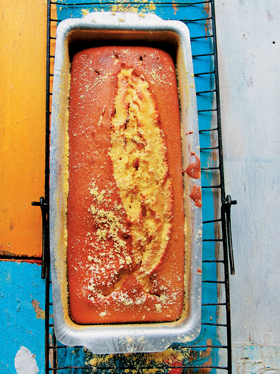 Pistachio polenta cake with poached rhubarb and lemon curd recipe |  Sainsbury`s Magazine