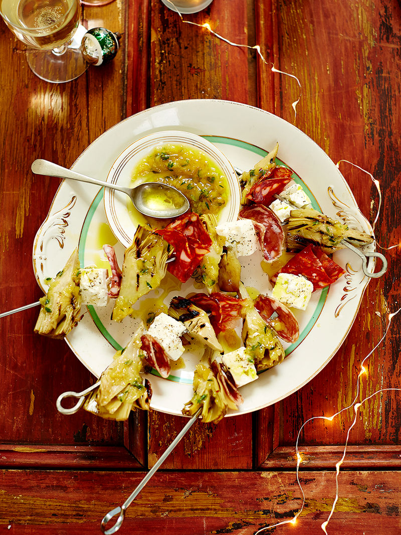 Lemony Skewered Artichokes Vegetable Recipes Jamie Oliver