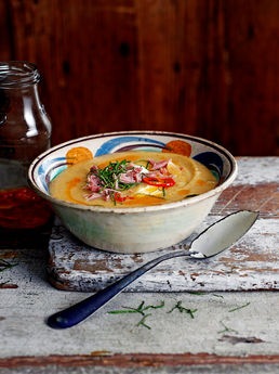 Spiced parsnip &amp; lentil soup with chilli oil