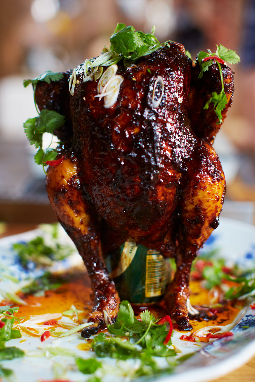 Sweet spicy beer can chicken