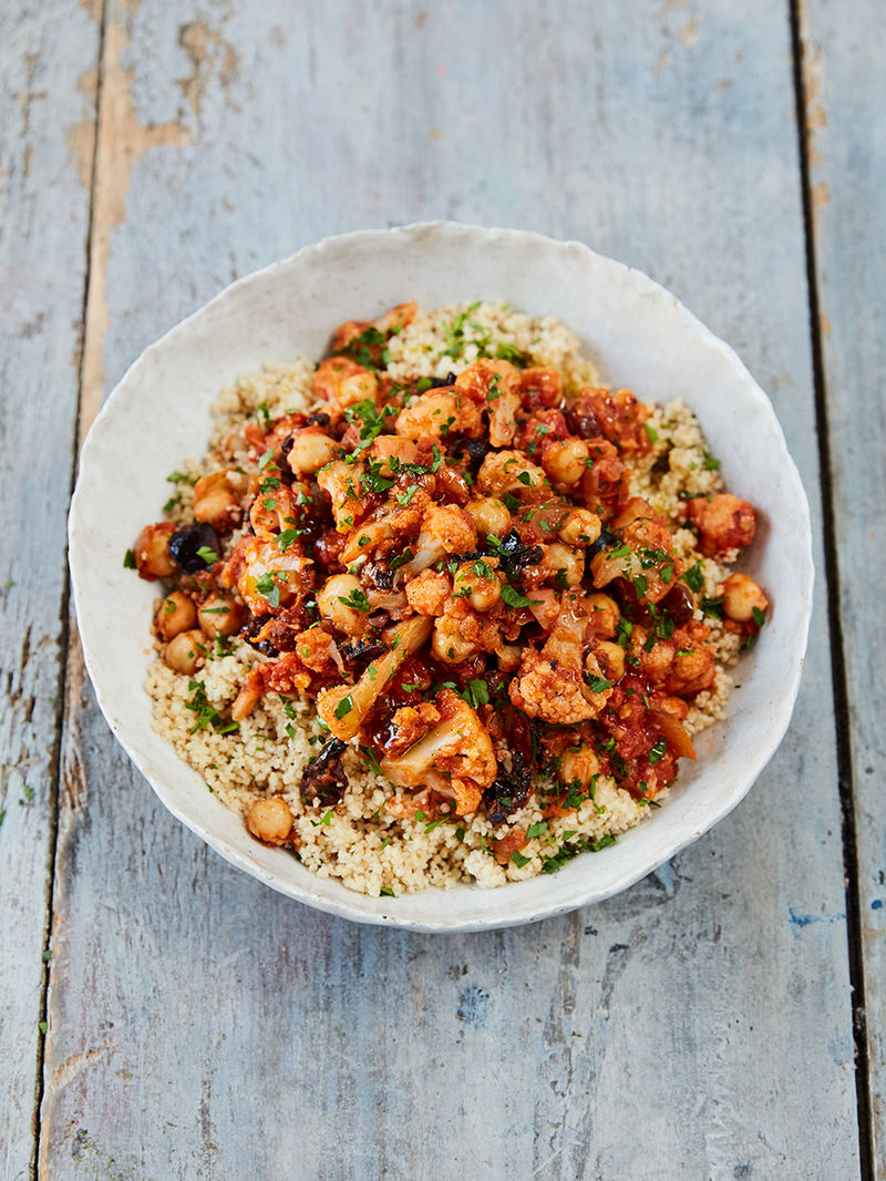 Sicilian cauliflower & chickpea stew with fluffy couscous