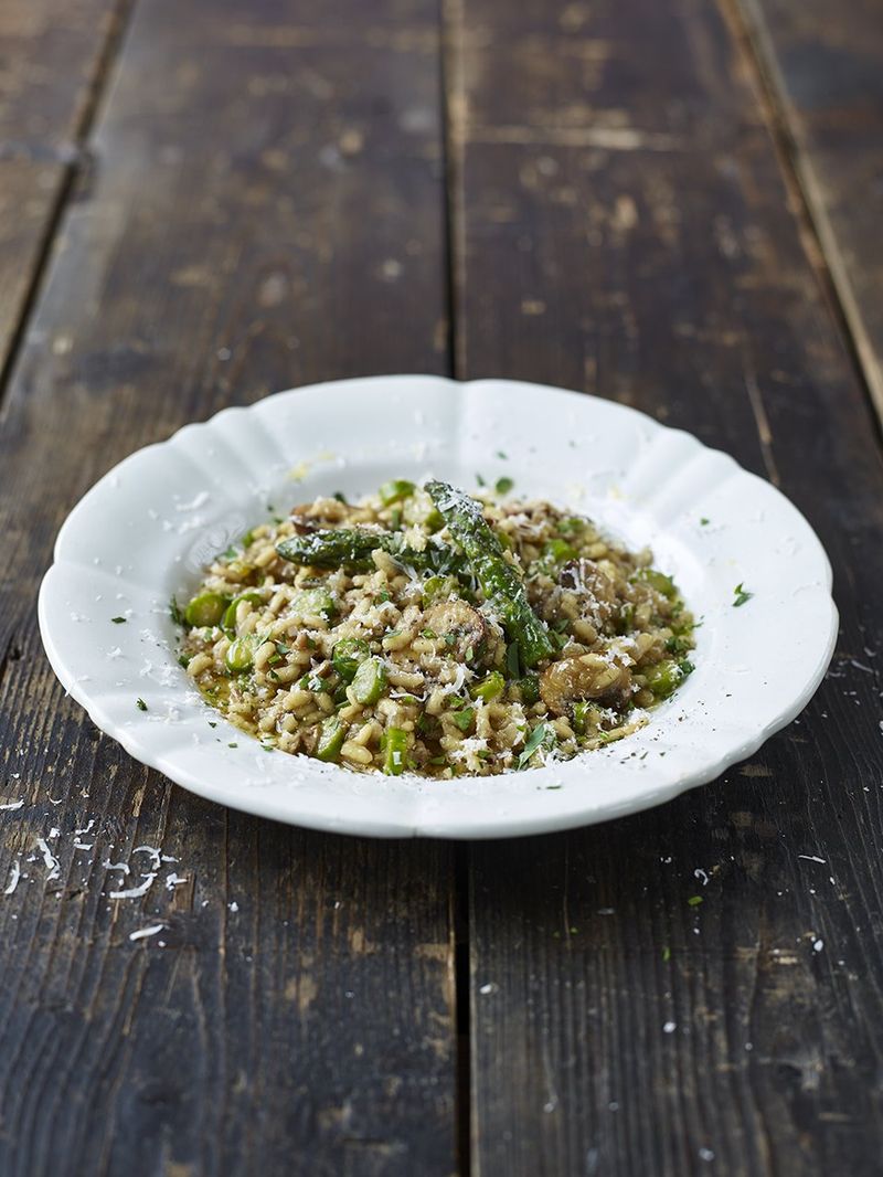 Asparagus And Mushroom Risotto Jamie Oliver Recipes
