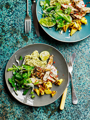 Grilled chicken with charred pineapple salad