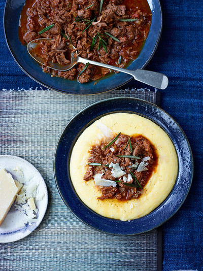 Beef shin ragu with creamy polenta | Beef recipes | Jamie magazine
