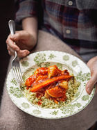 Roasted root vegetable &amp; squash stew with herby couscous